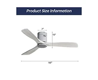 52-inch Modern Sliver 3 Solid Wood Blade Ceiling Fan with 6-speed Remote Control and Forward Reverse Rotation Function for Indoor