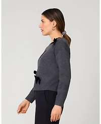 Cable & Gauge Women's Cropped Bow Sweater