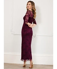 Alie Street London Women's Lila 3/4 Sleeve Lace Maxi Gown