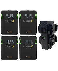 Core Swx Nanox Micro 150 150Wh 14.8V 9900mAh Smart Gold Mount Battery, 4-Pack with Gp-X4A Quad Charger