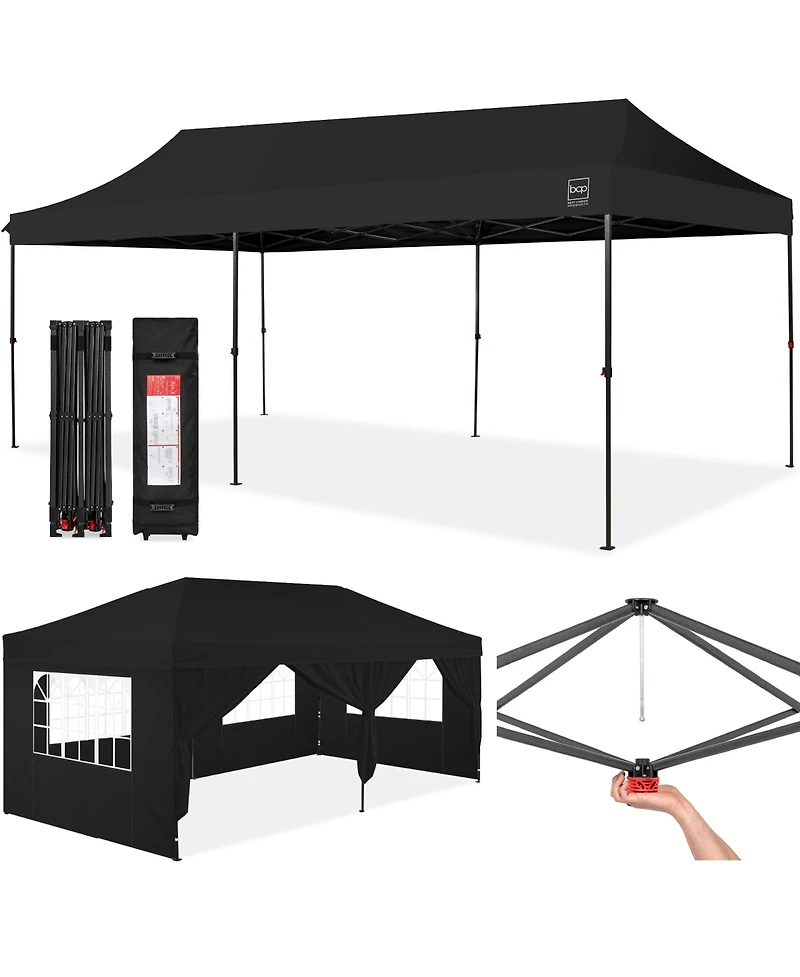Best Choice Products 10x20ft Party Tent Pop Up Canopy Easy Setup w/ 1-Button Setup, Wheeled Case, 4 Weight Bags