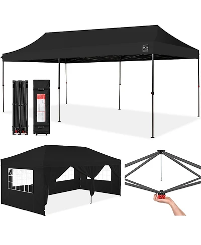 Best Choice Products 10x20ft Party Tent Pop Up Canopy Easy Setup w/ 1-Button Setup, Wheeled Case, 4 Weight Bags
