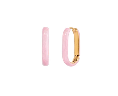 Oval Pink Enamel Hoops