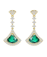 Macy's Lab-Grown Emerald (1 ct. t.w.) and Lab-Grown White Sapphire (1/2 ct. t.w.) Drop Earrings in 14K Gold Over Sterling Silver