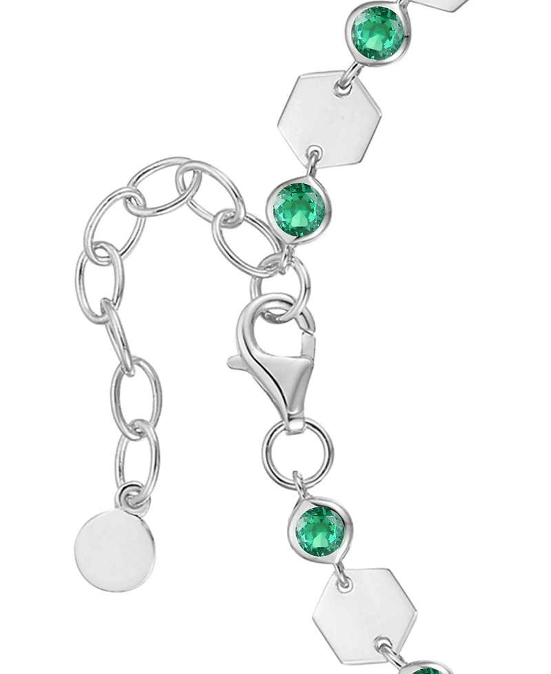Macy's Lab-Grown Emerald Luna Bracelet (1-1/2 ct. t.w.) in Sterling Silver