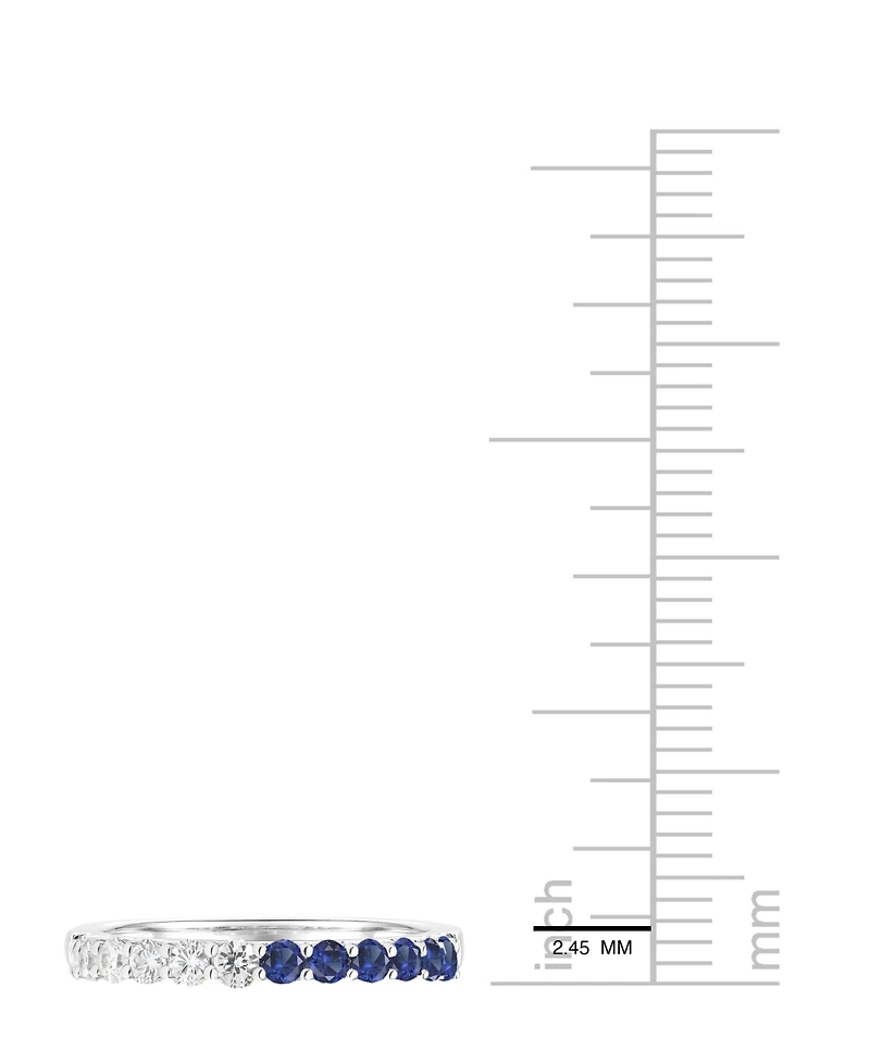 Macy's Lab-Grown Sapphire (1 ct. t.w.) and Lab-Grown White Sapphire (1 ct. t.w.) Band Ring in Sterling Silver