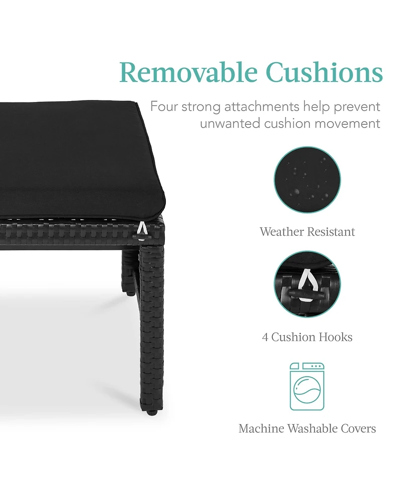 Best Choice Products Set of 2 Multipurpose Patio Wicker Ottomans w/ Removable Cushions