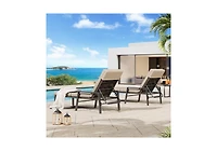 Aecojoy Chaise Lounge Chairs for Outside Set of 2, Adjustable Wicker Pe Rattan Patio Pool Recliner Chair with Removable Cushion