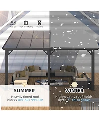 Aecojoy 14'x10' Adjustable Height Wall Mounted Outdoor Gazebos Pergola
