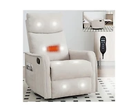 Casainc Heat Massage Manual Recliner Chair with Rocker and Swivel Fabric for Living Room