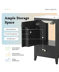Casainc 20" Bathroom Vanity with Sink, Soft Closing Door, Storage Rack and One Drawer, Cabinet