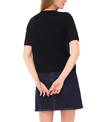 Vince Camuto Women's Covered Button Crewneck Cardigan Sweater