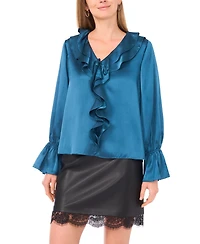 Vince Camuto Women's Ruffled V-Neck Bell-Sleeve Blouse
