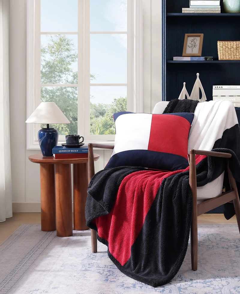 Tommy Hilfiger Iconic Flag Sherpa Throw Blanket, 70" x 50"
