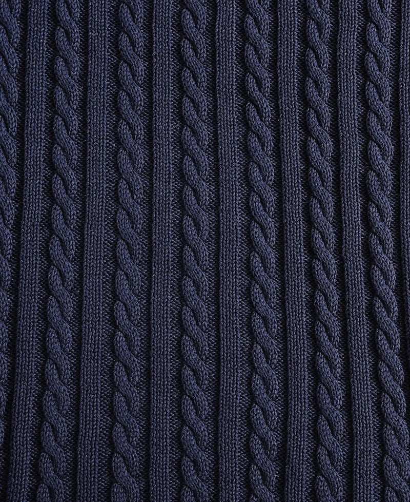 Tommy Hilfiger Solid Cotton Cable Knit Throw Blanket, 70" x 50"