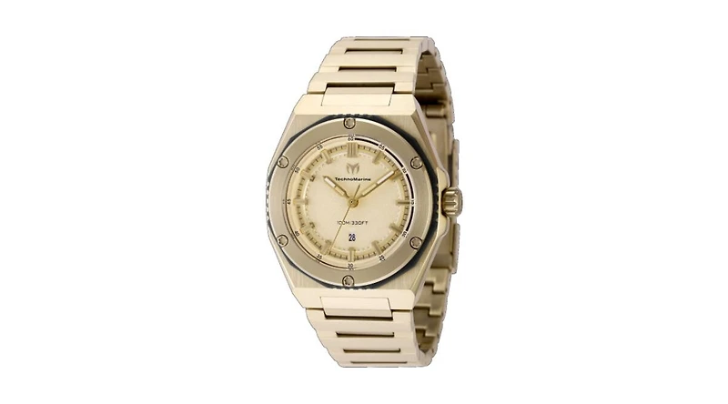 Technomarine Women's Tm-416045 Coral Quartz 3 Hand Gold Dial Watch