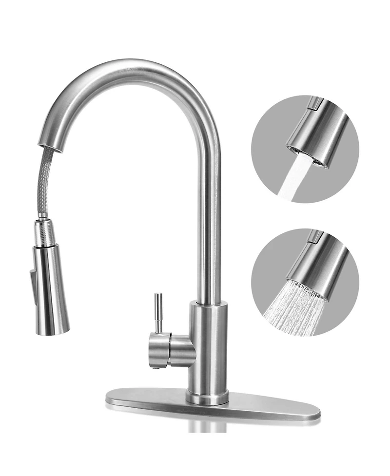 304 Stainless Steel Pull-Down Kitchen Faucet with 360° Rotation and Dual Water Modes