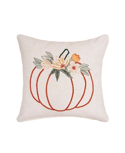 Autumn Botanical Pumpkin Throw Pillow, 18" x 18"
