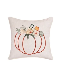 Autumn Botanical Pumpkin Throw Pillow, 18" x 18"