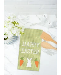 "Happy Easter" Bunny Rabbit w/ Carrots Cotton Kitchen Dishtowel