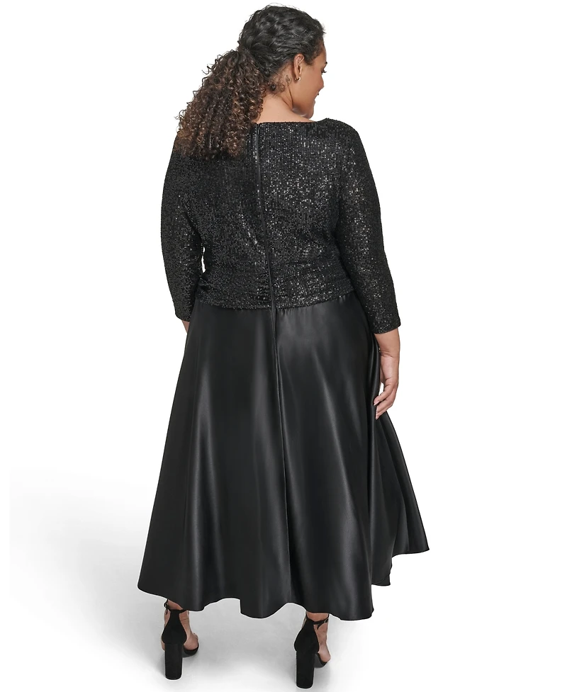 Jessica Howard Plus 3/4-Sleeve V-Neck Dress