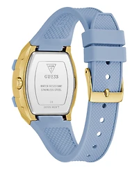 Guess Women's Gold-Tone Light Blue Silicone Multi-Function Watch, 35mm