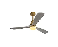 52-inch Modern Minimalist Golden 3 Blades Ceiling Fan with 3 color Dimmable and Memory Function Light and Remote control