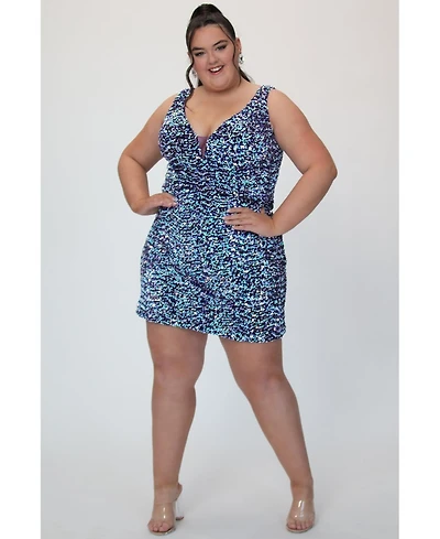 Sydney's Closet Women's Sequin Bra-friendly Fitted Mini Dress
