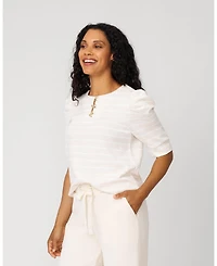 Cable & Gauge Women's Puff Sleeve Bow Top