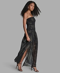 Bcbg Women's Foil Pleated Strapless Maxi Dress