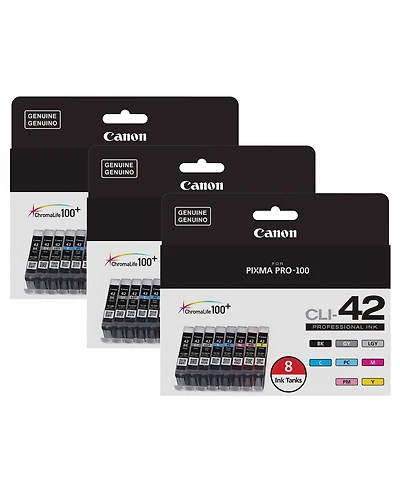 Canon Cli-42 8-Color Ink Tank Pack for Pixma Pro-100 Inkjet Photo Printer, 3-Pack