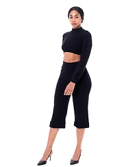 Dai Moda Women's Charlie Micro Crop Sweater