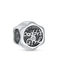 Bling Jewelry Set of 3 Father's Love Cz Daddy's Girl & Solid Spacer White Clear Charm Bead for Daughter Sterling Silver Fits Bracelet