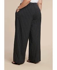 Eloquii Women's Wide Leg Pinstripe Trouser