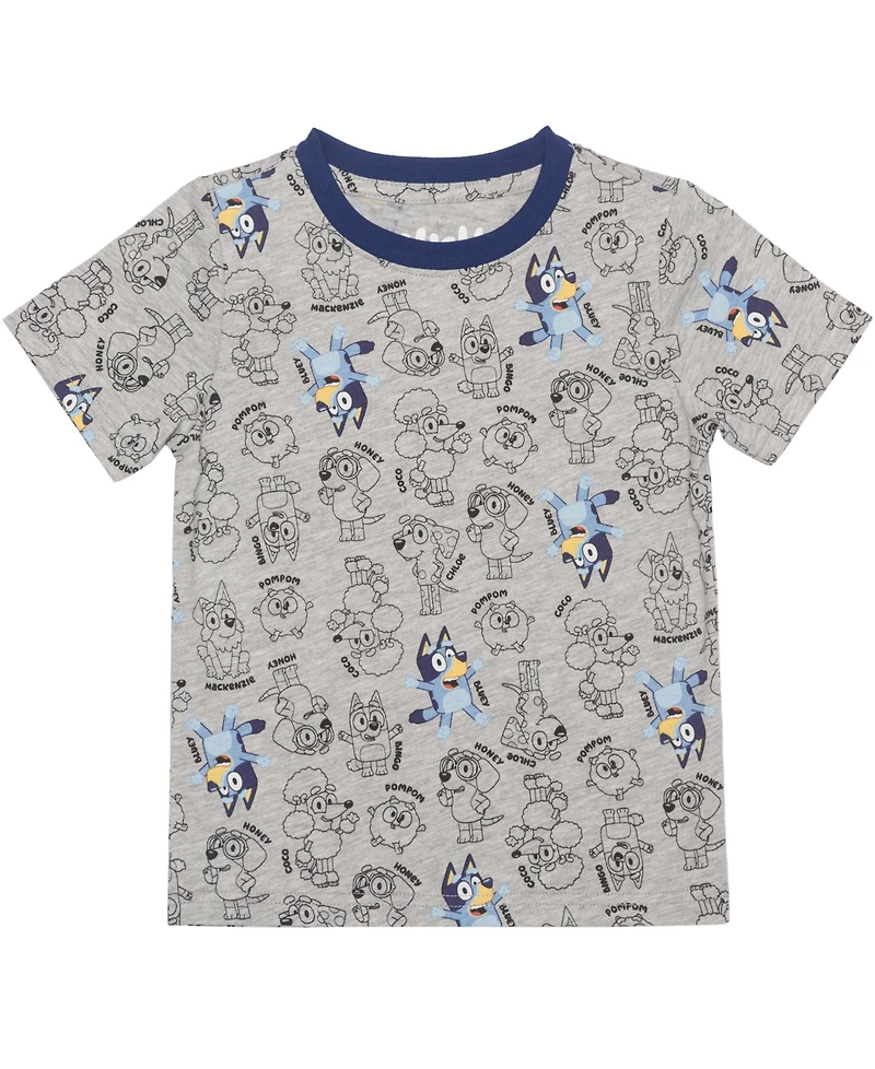 Bluey Boys Toddler 2T-5T 3-Piece Printed T-Shirt, Short-Sleeve T-Shirt and Joggers Set
