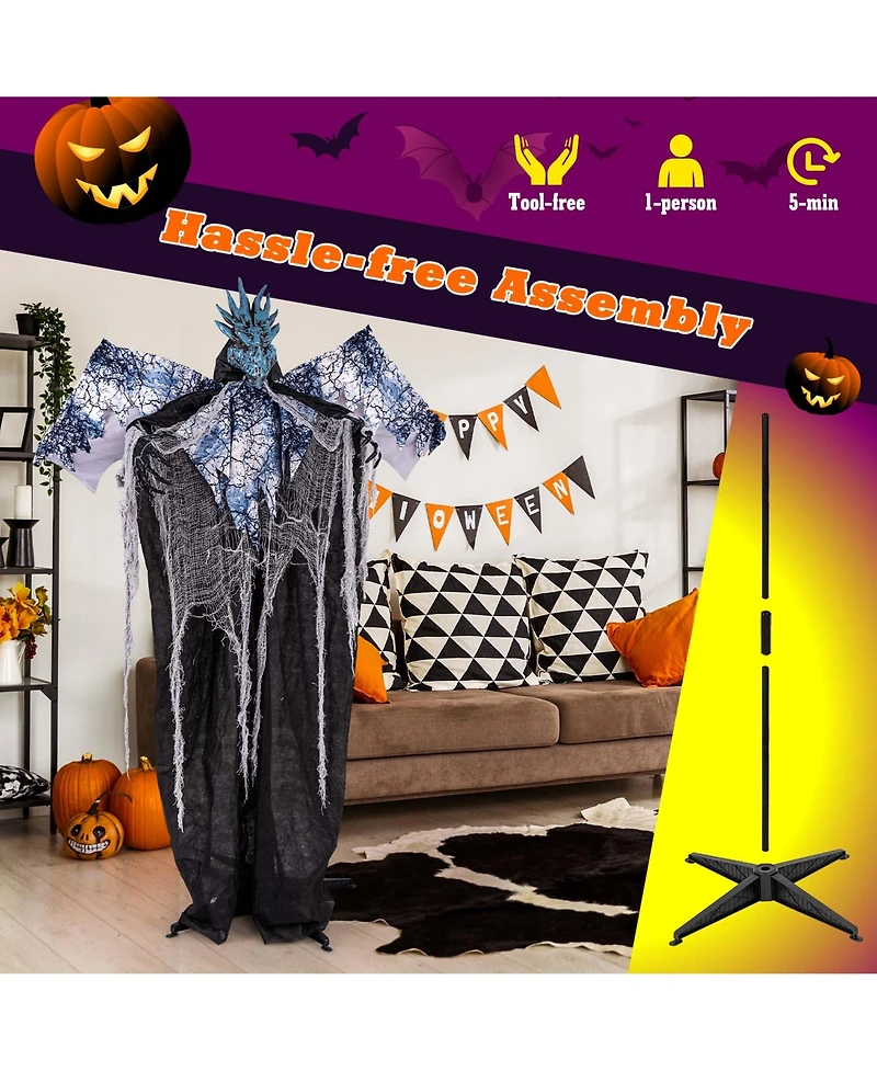 6ft Halloween Animatronic Decoration Animated Dragon with Light Up Eyes Posable Wings & Arms Sound & Touch Activated Standing Figure