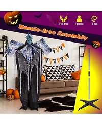 6ft Halloween Animatronic Decoration Animated Dragon with Light Up Eyes Posable Wings & Arms Sound & Touch Activated Standing Figure