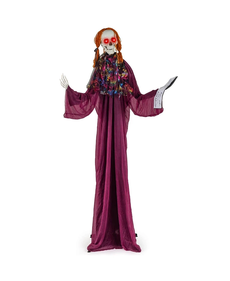 Halloween Animatronic Standing Girl Holding Book 6 Ft Haunted House Decoration