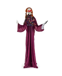 Halloween Animatronic Standing Girl Holding Book 6 Ft Haunted House Decoration