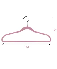 Elama Home 100 Piece Velvet Slim Profile Heavy Duty Felt Hangers with Stainless Steel Swivel Hooks in Pink