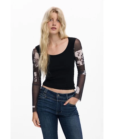 Desigual Women's Chiffon sleeve T-shirt