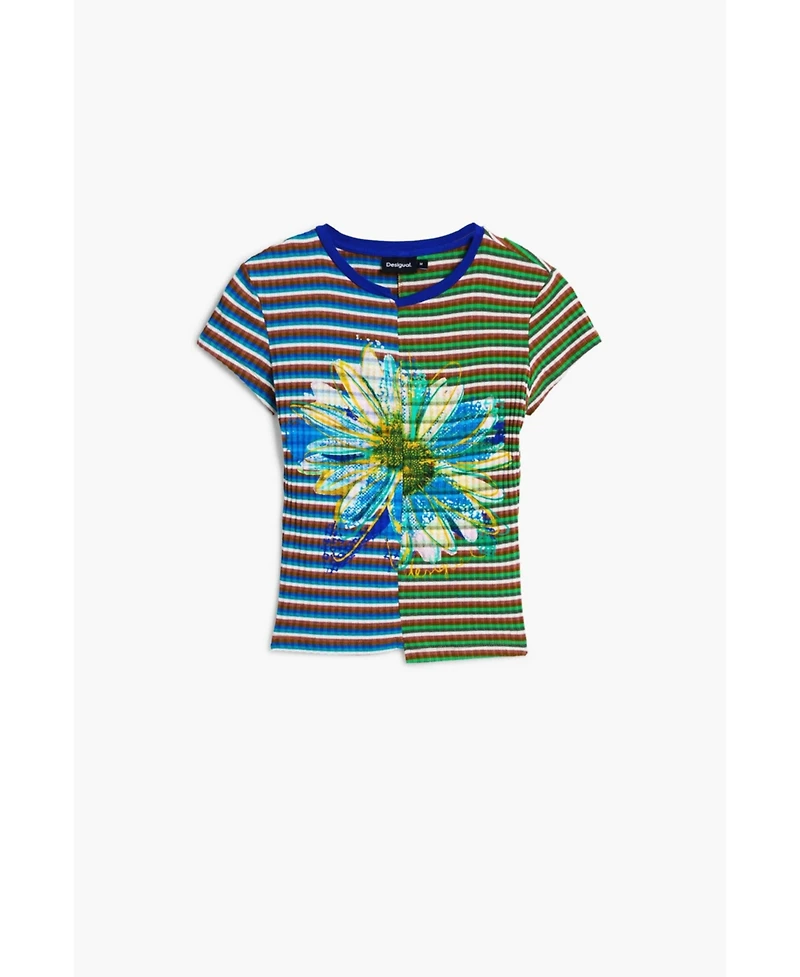Desigual Women's Striped daisy T-shirt
