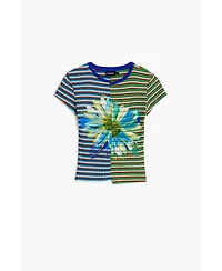 Desigual Women's Striped daisy T-shirt
