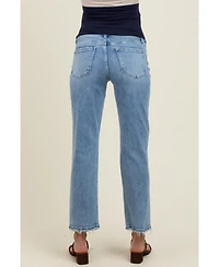 Pinkblush Maternity Light Blue Distressed Open Knee Ankle Straight Leg Jeans