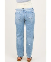 Pinkblush Maternity Light High Rise Ankle Boyfriend Distressed Jeans