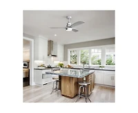 52-inch Modern Minimalist Sliver 3 Blades Ceiling Fan with 3 color Dimmable and Memory Function Light and Remote control