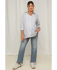 Pinkblush Maternity Light Blue Fringe Hem Wide Leg Jeans