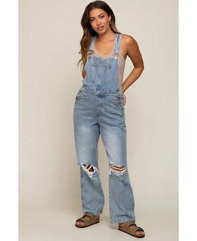 Pinkblush Maternity Light Wash Distressed Overalls