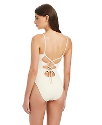 Sanctuary Stay Connected Over The Shoulder Open Front Swimsuit