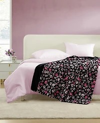 Betsey Johnson Printed Faux Rabbit Fur Blanket, 70" x 50"